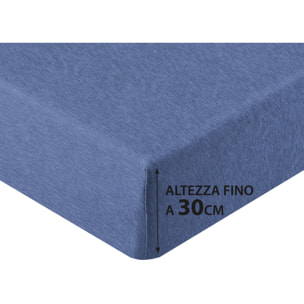 Lenzuolo Sotto Con Angoli In Jersey No Stiro In Tinta Unita Melange Colore Blu