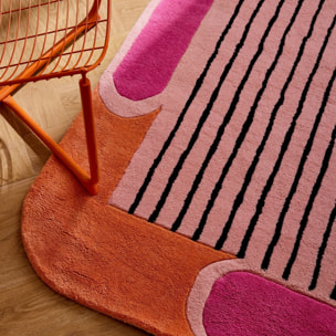 PANTONE - Tapis en laine fait main NUAGE SUCRE à motif géométrique orange