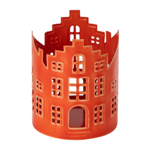 J-Line lanterne maison - fer - orange - set de 2
