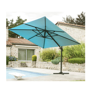 Parasol déporté 3x3m - bleu canard - SUNKING