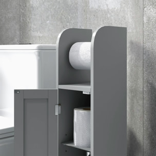 Support papier toilette - porte-papier toilette - armoire pour papier toilette - porte, 2 étagères, sortie papier gris bois clair