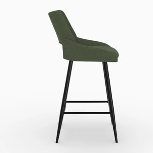 Lot de 2 chaises pour îlot central en tissu bouclé vert kaki 66 cm - Alfy