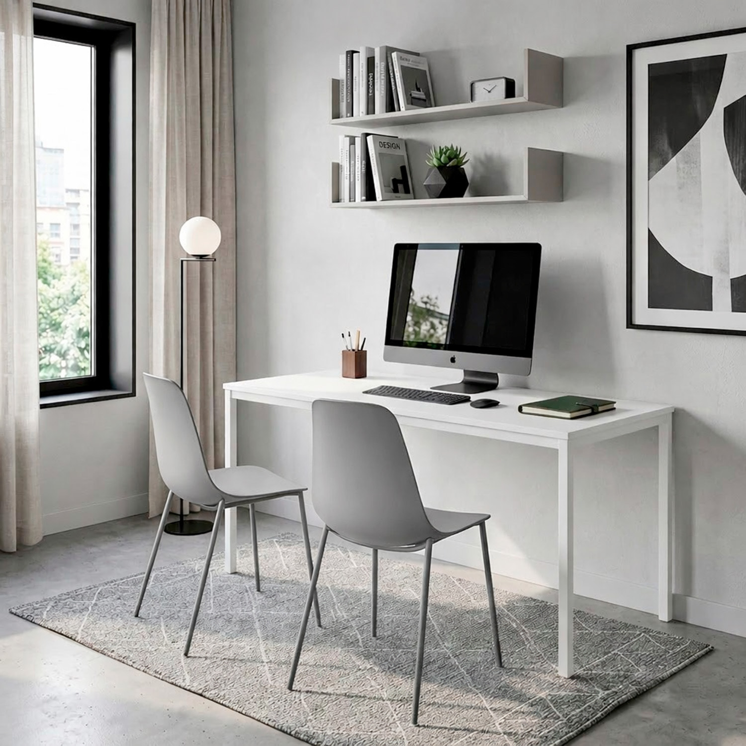 Set 4 Sedie Moderne Con Schienale Ergonomico In Polipropilene E Gambe In Metallo Cucina Sala Da Pranzo Soggiorno 87 x 53 x 49 Cm Grigio Scuro