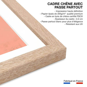 Affiche illustration cactus et soleil orange Affiche sous cadre bois