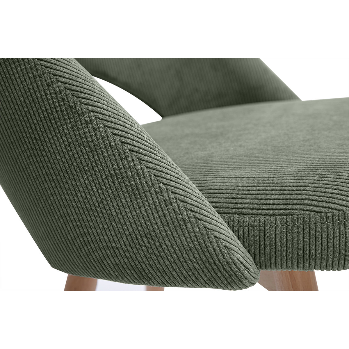 Chaises scandinaves en tissu velours côtelé vert kaki et bois clair (lot de 2) COSETTE
