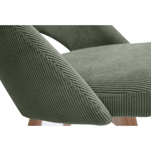 Chaises scandinaves en tissu velours côtelé vert kaki et bois clair (lot de 2) COSETTE