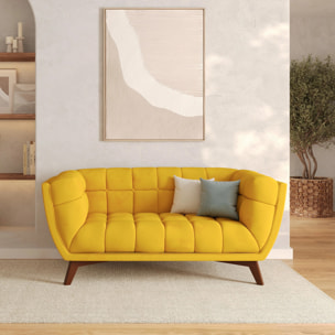 Canapé 2 places en velours jaune - Mona