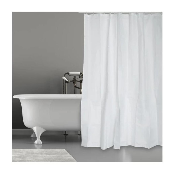 Rideau de douche Polyester 120x200cm Blanc - Anneaux inclus MSV