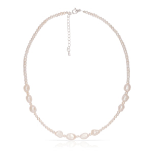 Abundantia Set de pulsera y collar a juego de perlas naturales de distintos tamaños.