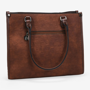 Bolso shopper marrón con grabado de B