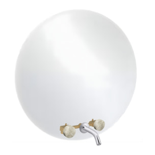 Miroir LED rond 3 trous + mélangeur lavabo encastré 3 trous Grands Boulevards douceur minérale et chromé