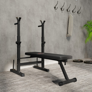 Banco de Musculación Multifuncional Plegable, Banco de Pesas, Press Banca con Soporte para Barras Ajustable y Estación de Dips, Carga 220 kg, para Entrenamiento Completo en Casa Gimnasio