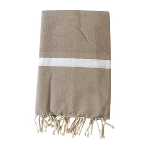 Fouta nid d'abeille traditionnelle Beige 200x200 190g/m² - Melissa Beige XL