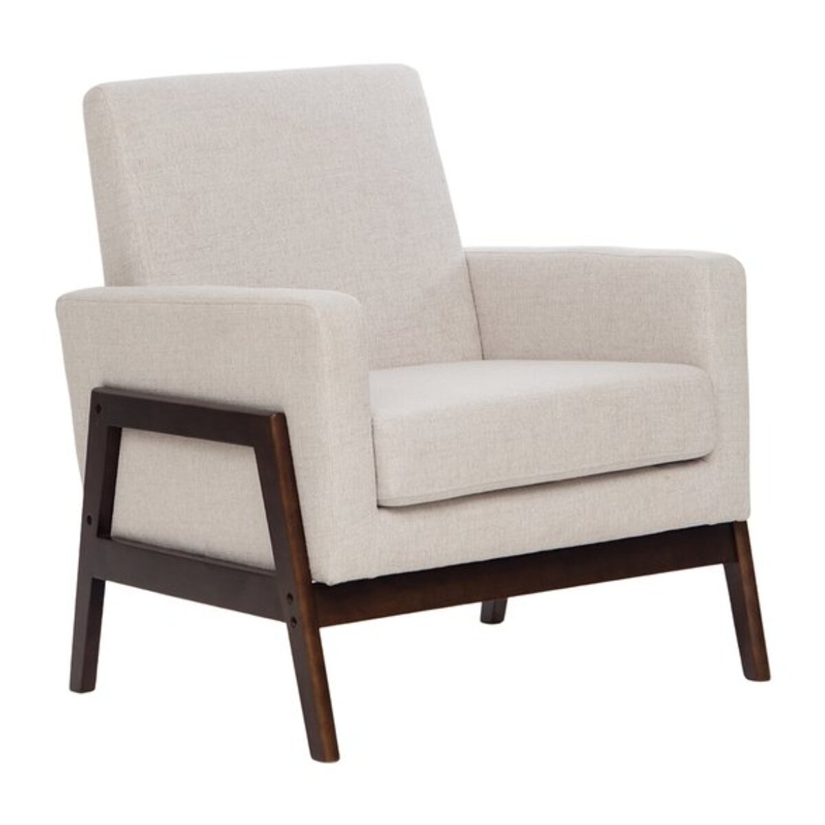 Fauteuil Arlene -bois massif dhévéa et revêtement-couleur noyer 75 x 85 x 75 cm