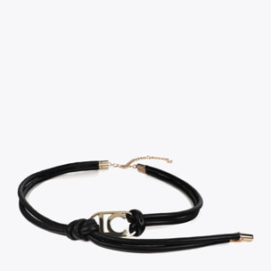 Cintura in finta pelle con logo ovale