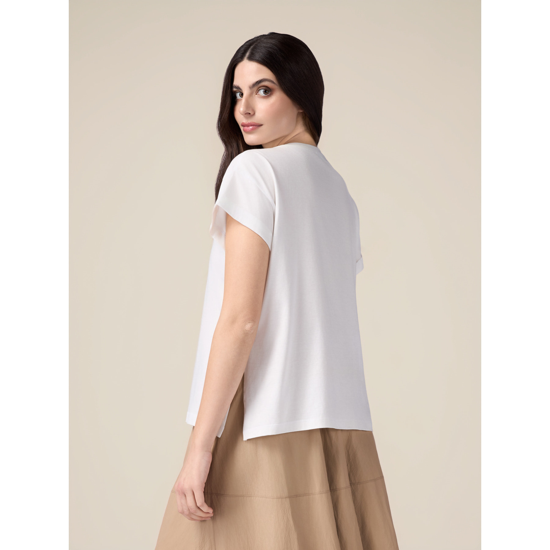 Oltre - T-shirt con ricamo gioiello - Bianco