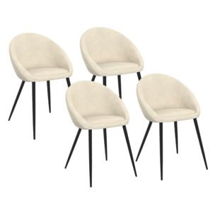 Chaises Dory velours crème pieds métal noirs - lot de 4