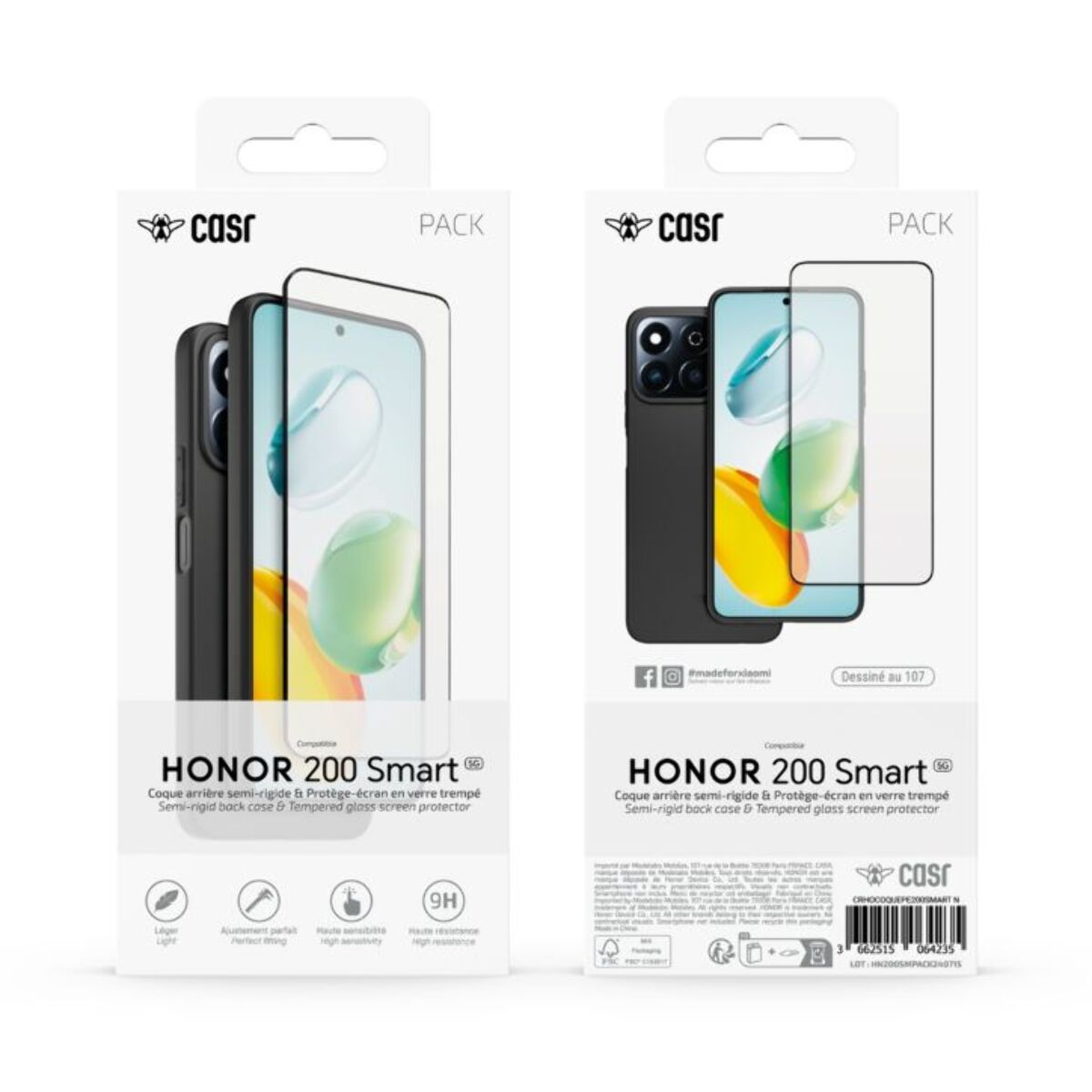 Coque CASR Honor 200 smart coque noire+ verre tremp