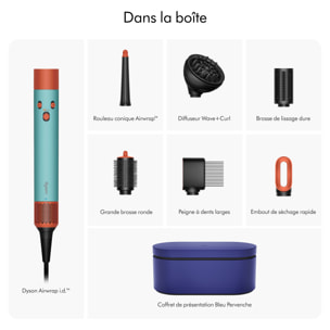Multi-styler asciugacapelli Dyson Airwrap i.d.™ (capelli mossi e ricci) Acquamarina/Tangerine | Nuovo