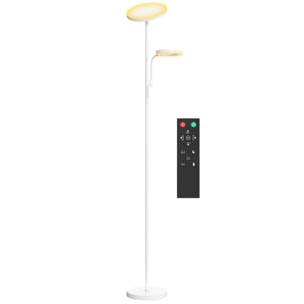 Lámpara de Pie LED Regulable 42W Lámpara de Pie Salón Giratoria con Control Remoto y Táctil Temperatura de Color y Brillo Ajustable para Salas de Estar Dormitorios Oficinas Blanco