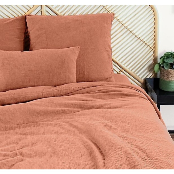 Parure housse de couette 3PCS en Gaze de coton 57 fils  CARAMEL