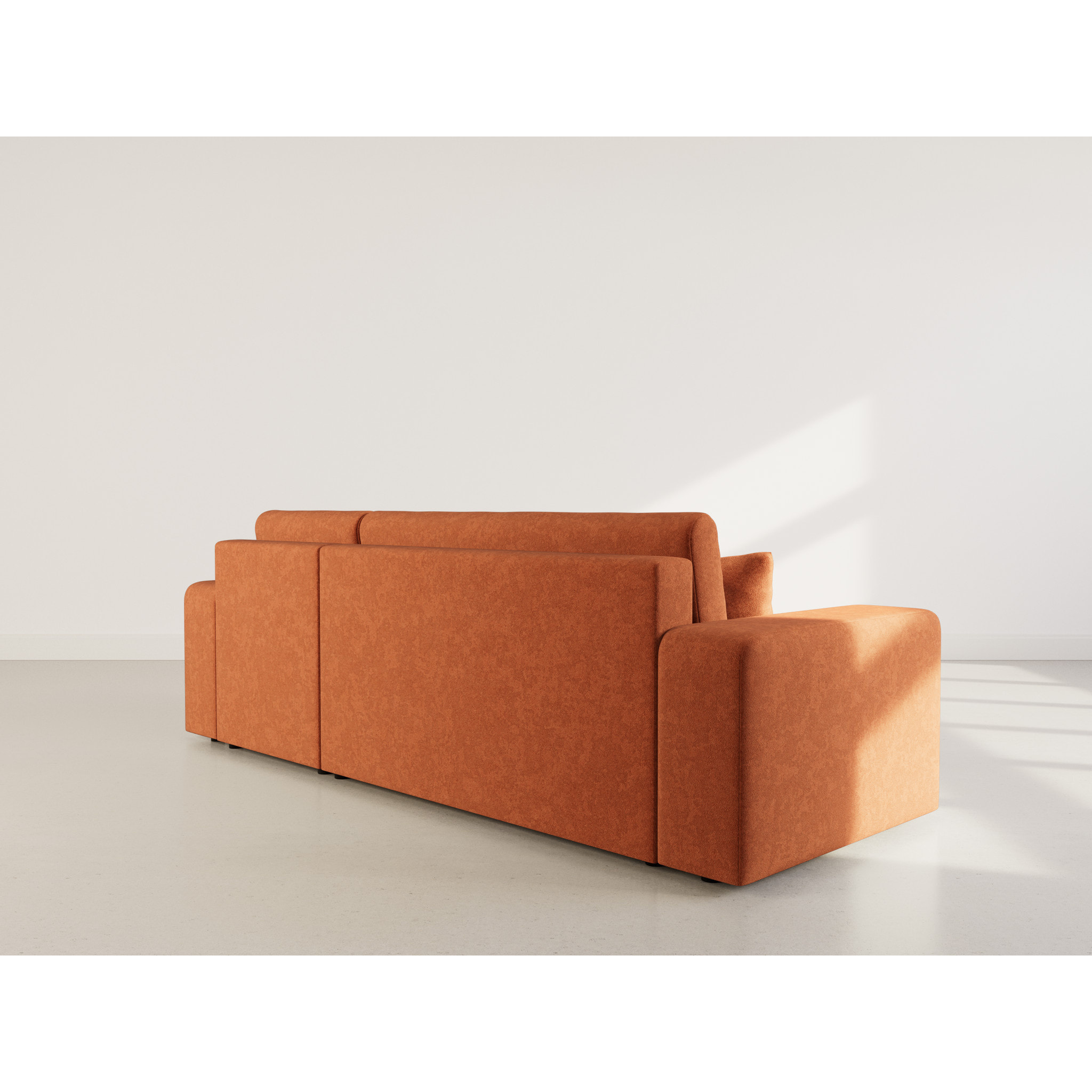 Nicole - canapé d'angle réversible 4 places convertible avec coffre en tissu - Rouille