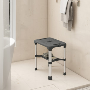 Tabouret de douche réglable avec poignée ventouses étagère support pommeau intégrés