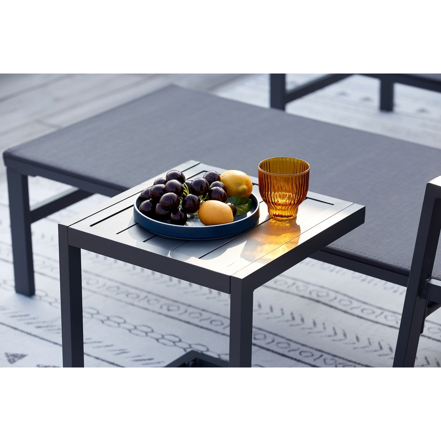 Lot de 2 transats et une table d'appoint gris  SITGES