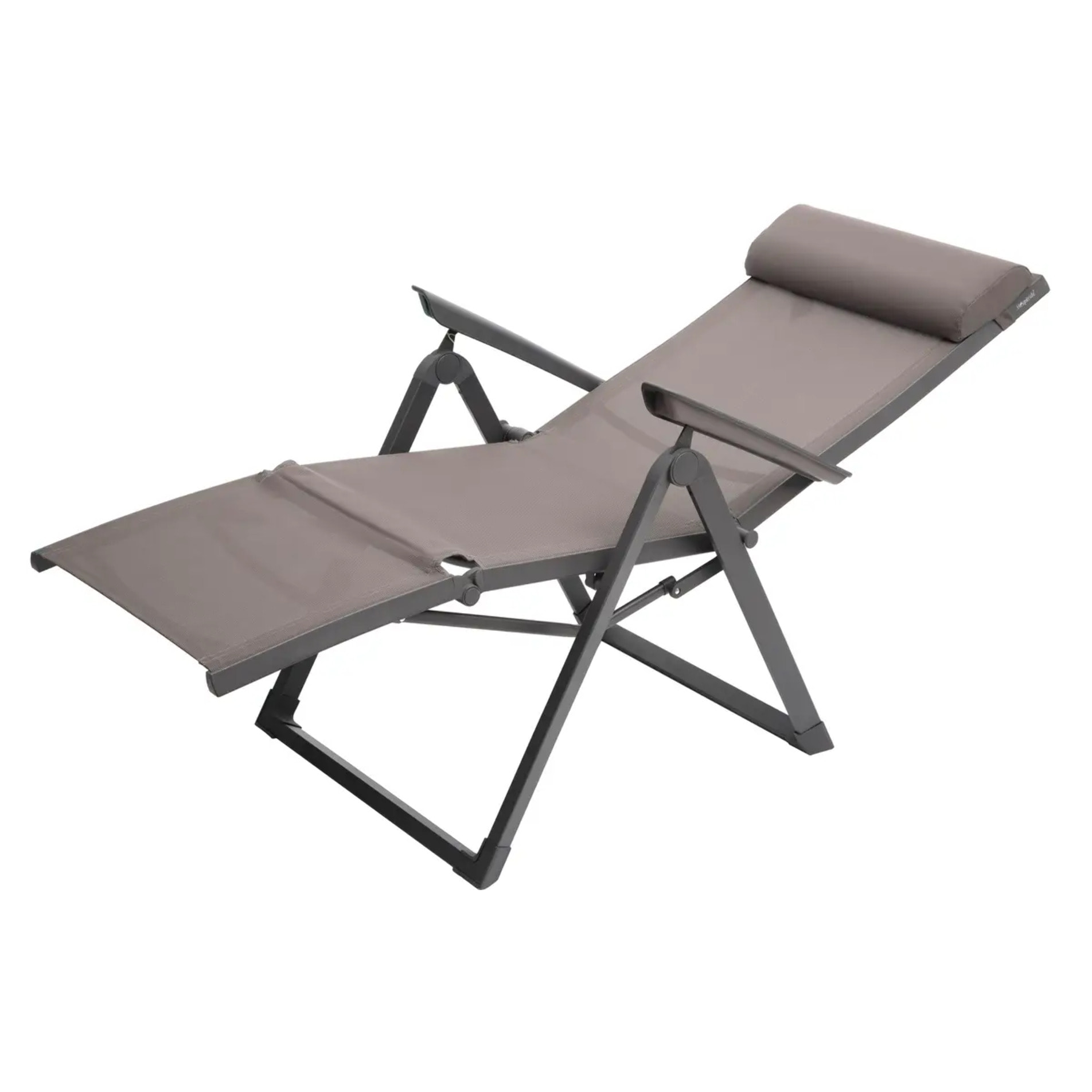 Fauteuil de jardin inclinable "Decima" noisette & praline 8 positions en aluminium traité époxy
