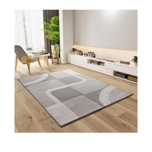 FLORA Alfombra geométrica con relieve en beige y gris, varias medidas disponibles