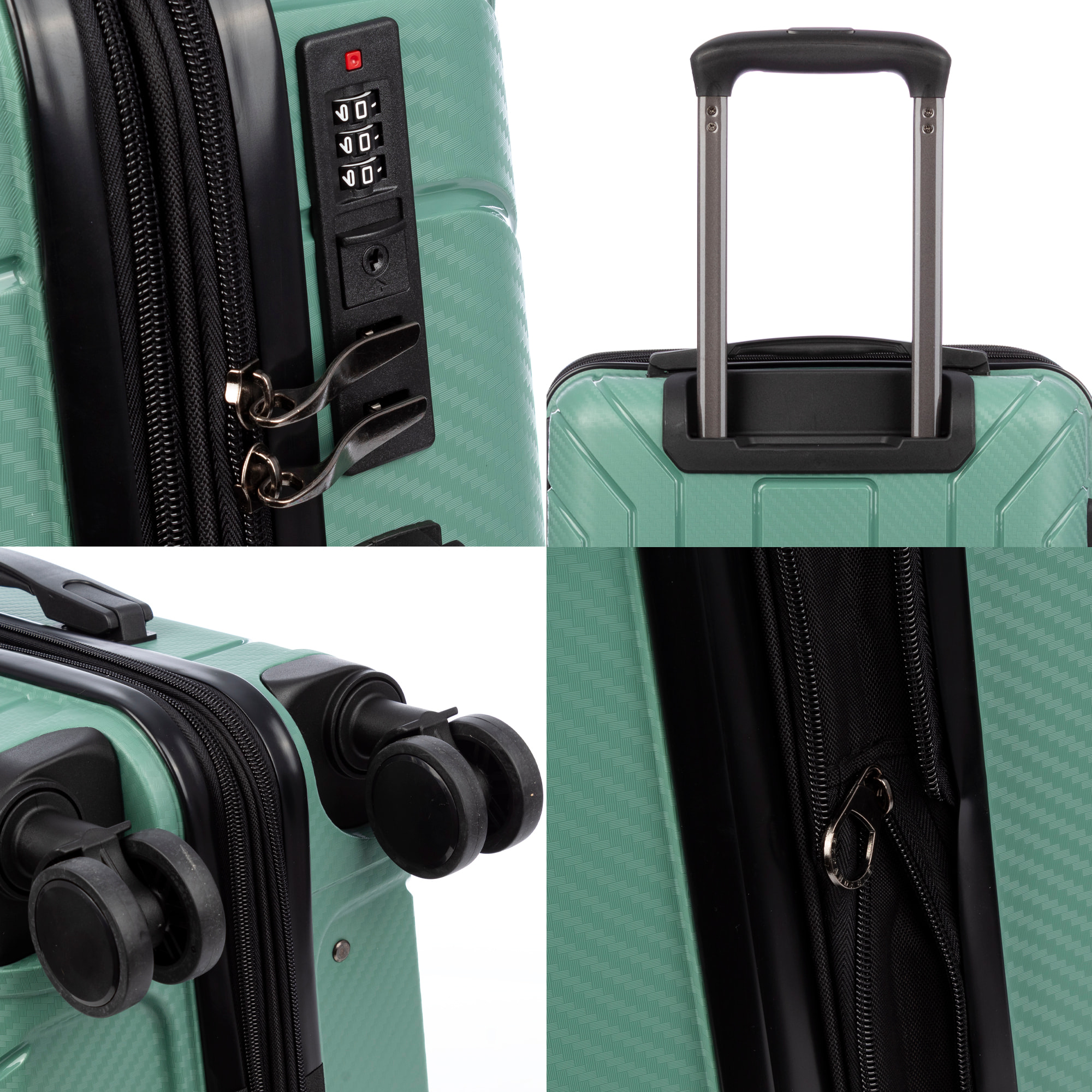 Juego de 3 maletas trolley expandibles de PP resistente a la rotura. Cerradura TSA numérica, 4 ruedas dobles giratorias 360°.