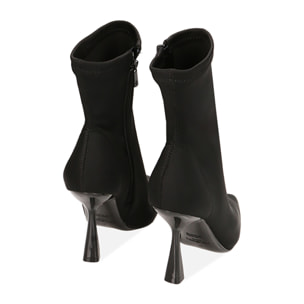 Stivaletti neri in tessuto, tacco 9,5 cm