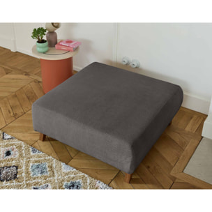 Cristal - pouf modulable - 95 cm - en velours texturé - Gris foncé