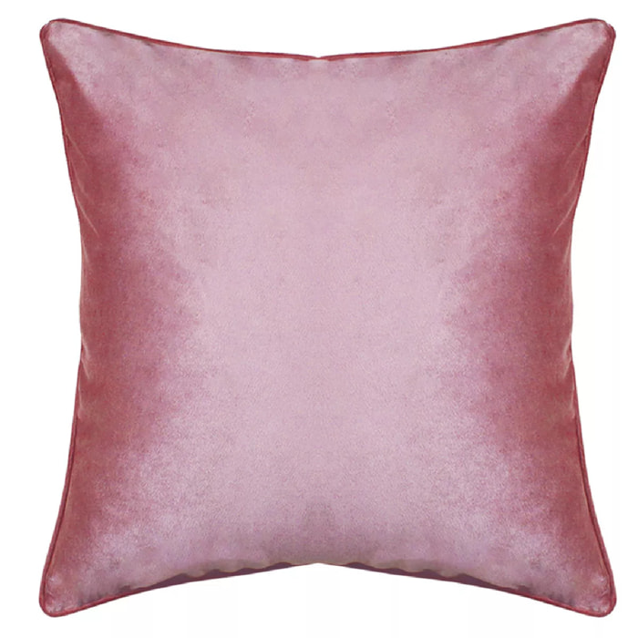 Housse de coussin polyester anti tache uni Velours uni blush-rose