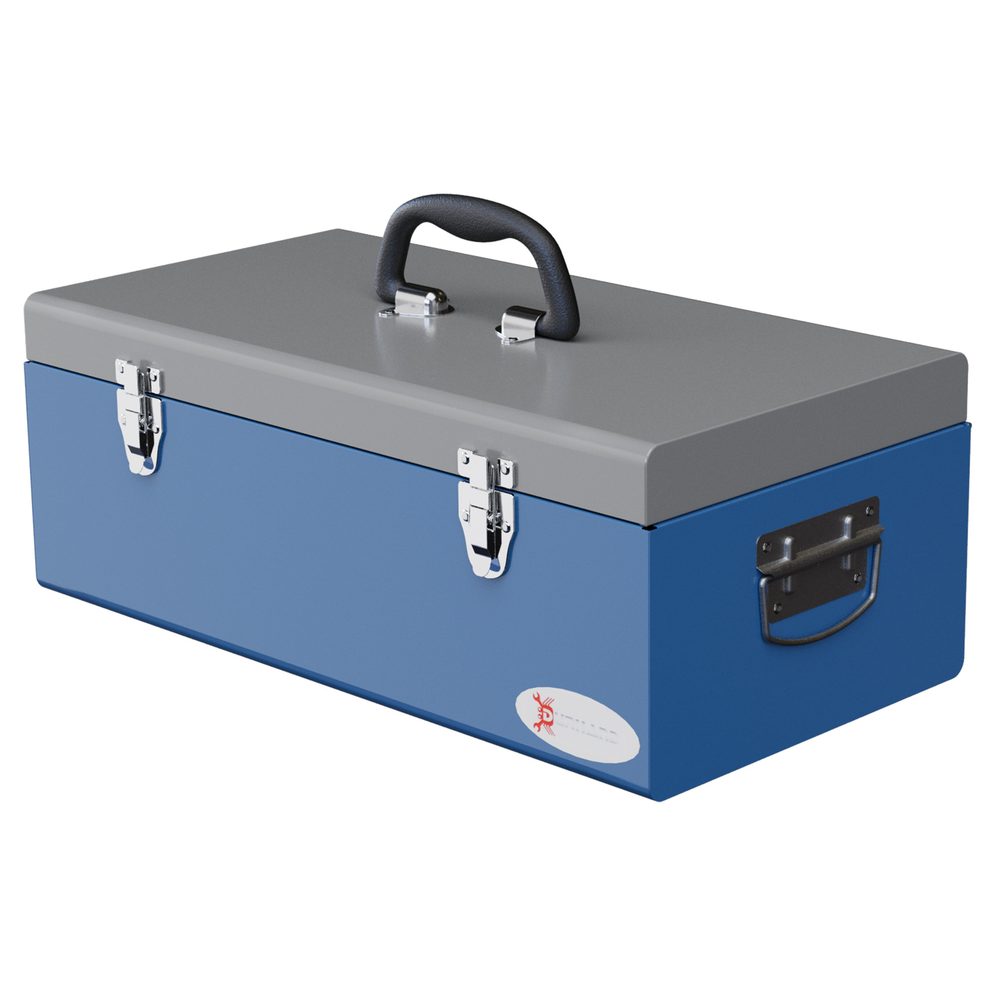 Caja de Herramientas Metálica Maletín de Herramientas 50x26x18,5 cm con Asas de Transporte Carga 20 kg Gris y Azul