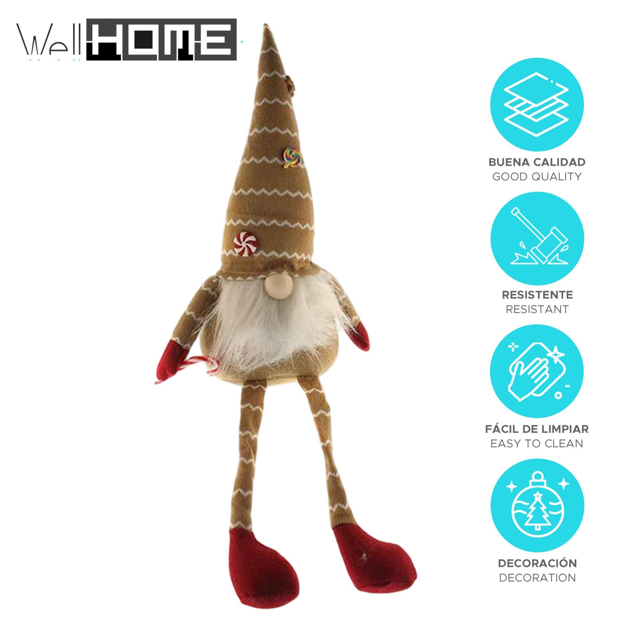 Gnomo pies largos decorativo navideño con sombrero, diseño nórdico original
