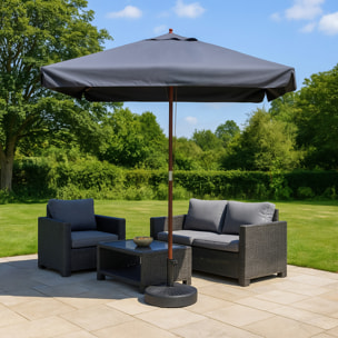 Parasol carré en bois 3 x 3 m gris ULFI