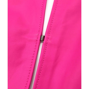 Giacca corta bolero in pelle naturale fuxia girocollo