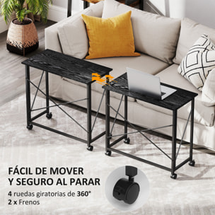 Escritorio Plegable con Ruedas Mesa Escritorio Compacta Mesa de Ordenador Portátil para Casa Oficina Espacios Pequeños 80x40x75 cm Negro