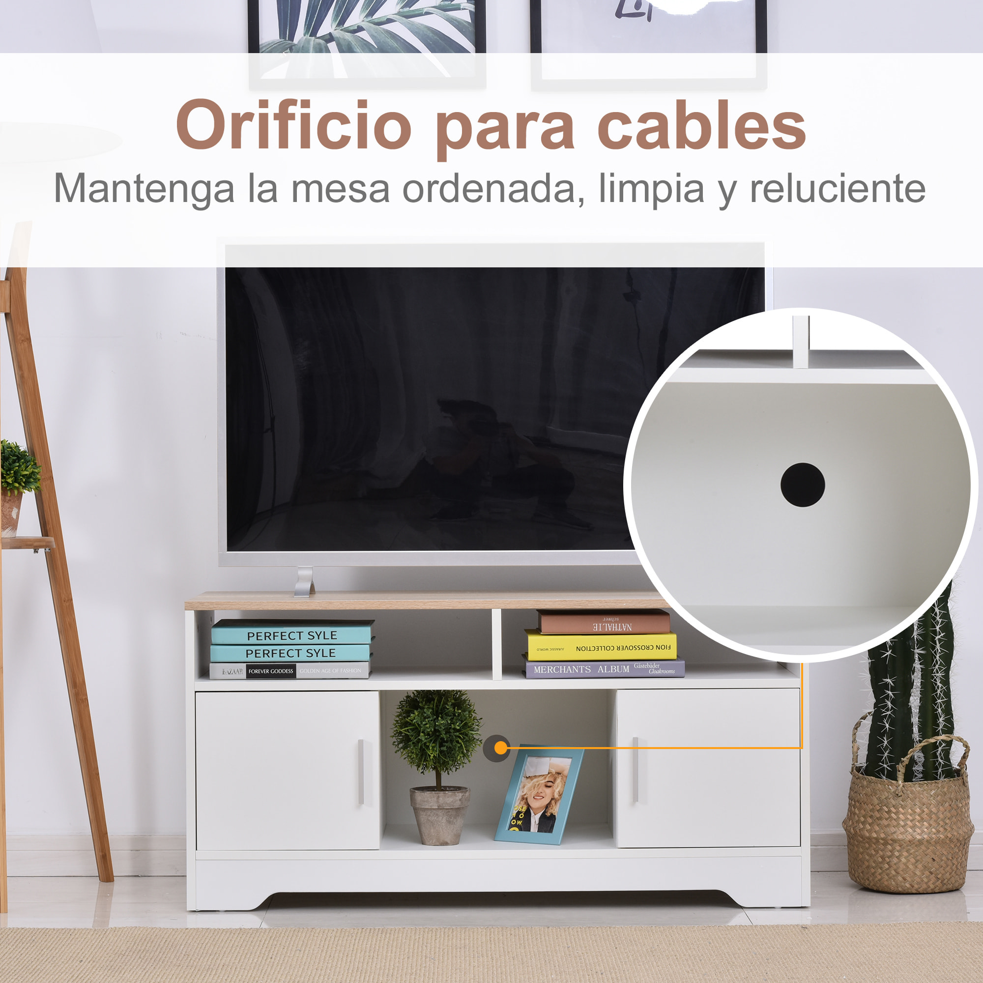 Armario para TV con Estantes Abiertos 105x40x52 cm Blanco