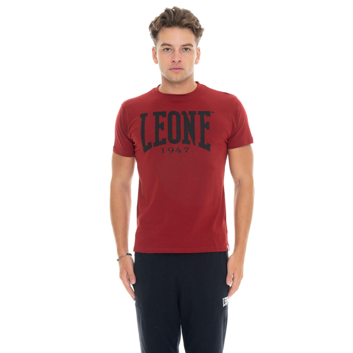 Camiseta básica de algodón elástico de manga corta con logo Leone 1947