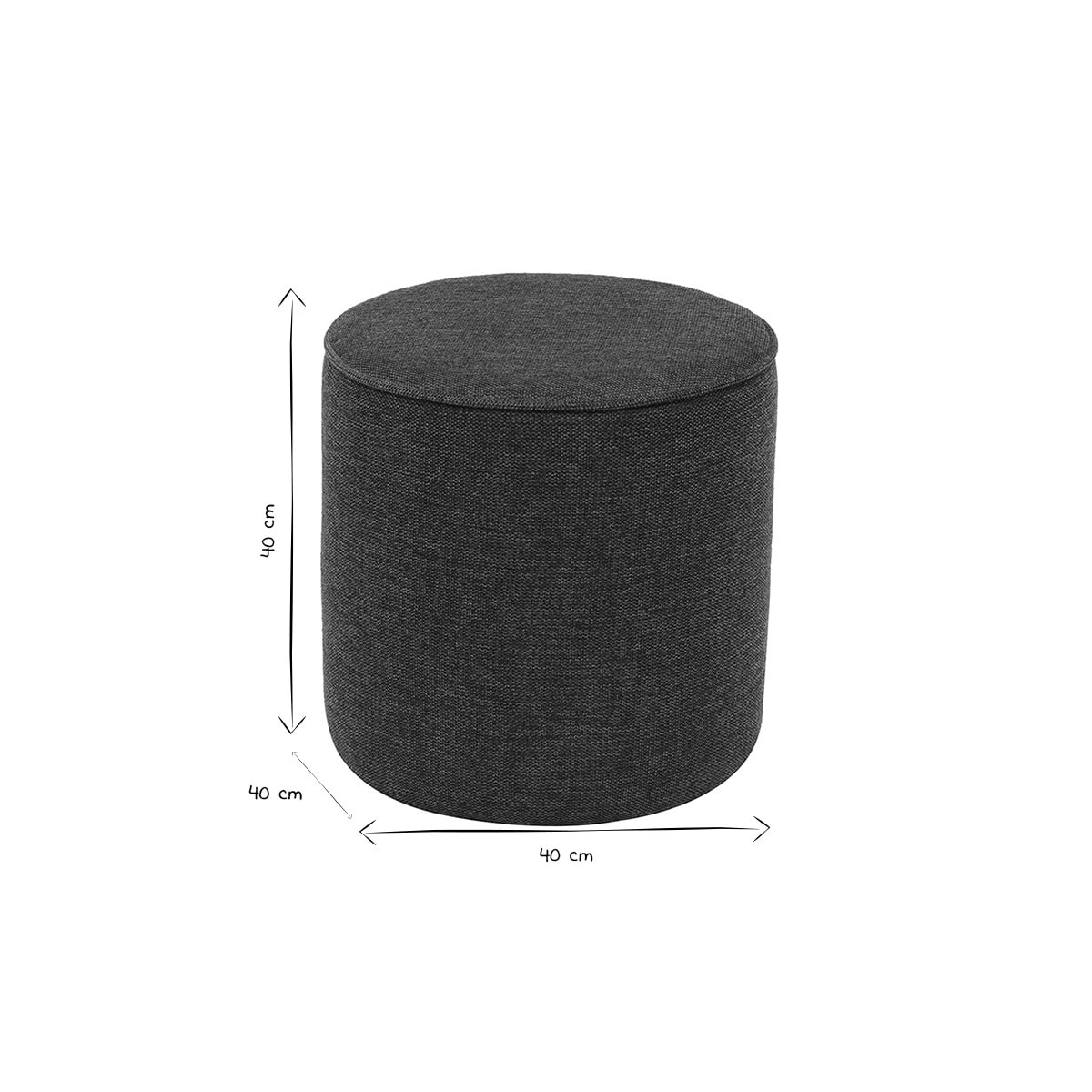 Pouf rond en tissu effet velours texturé bleu foncé D40 cm PAUL