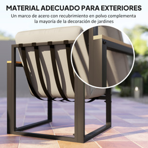 Conjunto de Jardín Exterior de 4 Piezas Muebles Jardín Exterior con 2 Sillones y 1 Sofá de 2 Plazas con Cojines y Mesa de Centro con Tablero de Vidrio Templado Gris y Negro