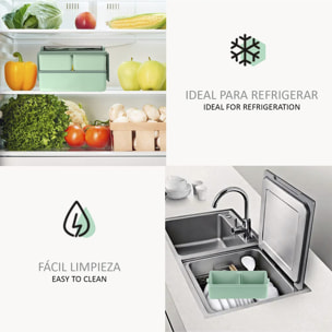 Lunch box ermetico a 2 altezze, per conservare gli alimenti, 1400ml. Include posate. Adatto al microonde