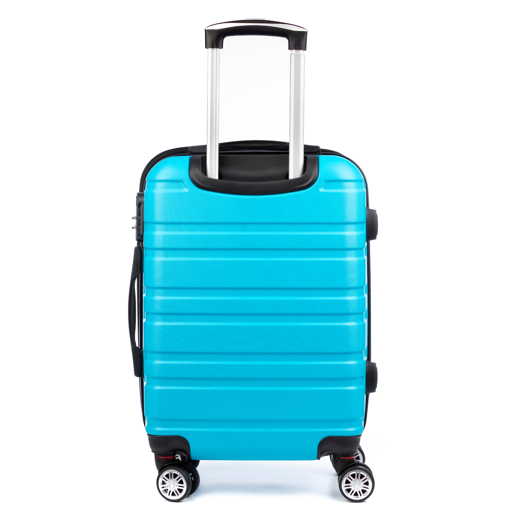 Set di 3 valigie Trolley espandibili, in materiale leggero ABS ad alta resistenza. Chiusura numerica, 4 ruote doppie girevoli a 360°.