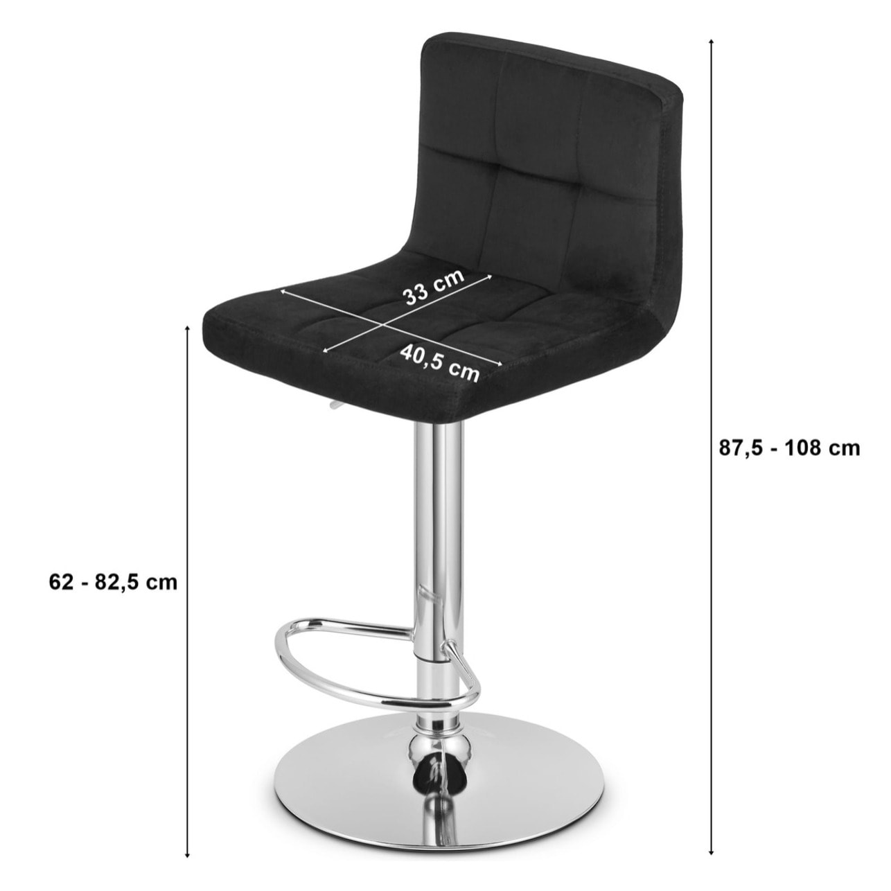 Set di 2 sgabelli bar girevoli Prot in velluto nero