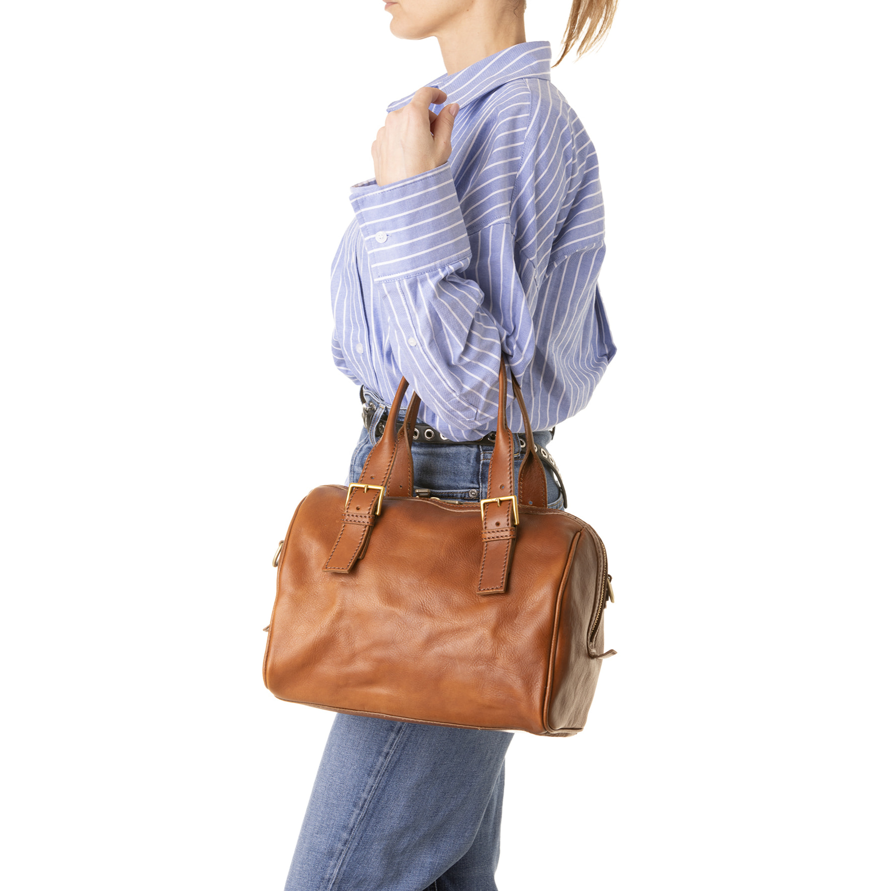 Borsa a bauletto  unisex In Vera pelle Made in Italy 29x27x13 cm