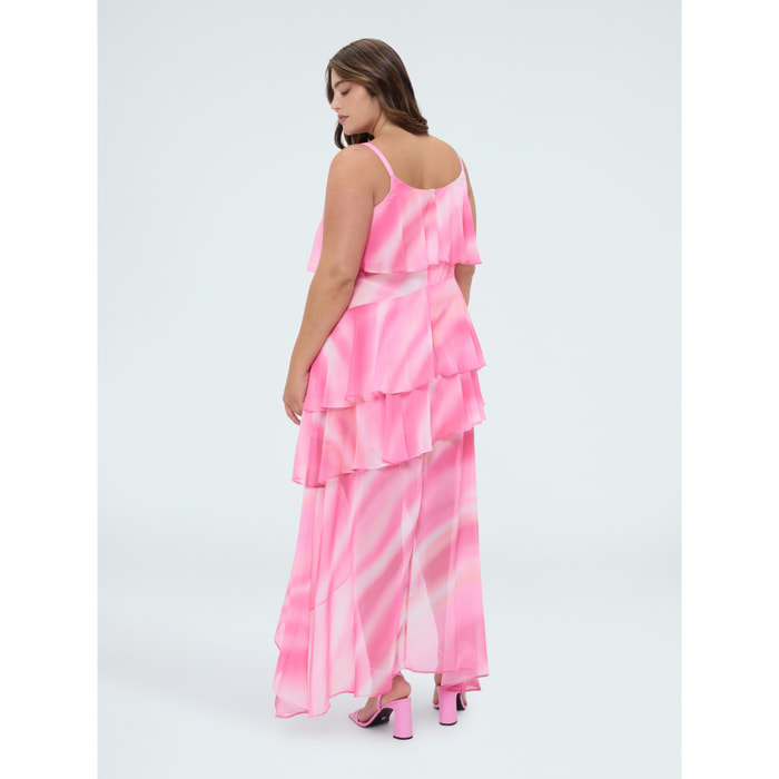 Fiorella Rubino - Vestito lungo svasato in georgette - Fucsia
