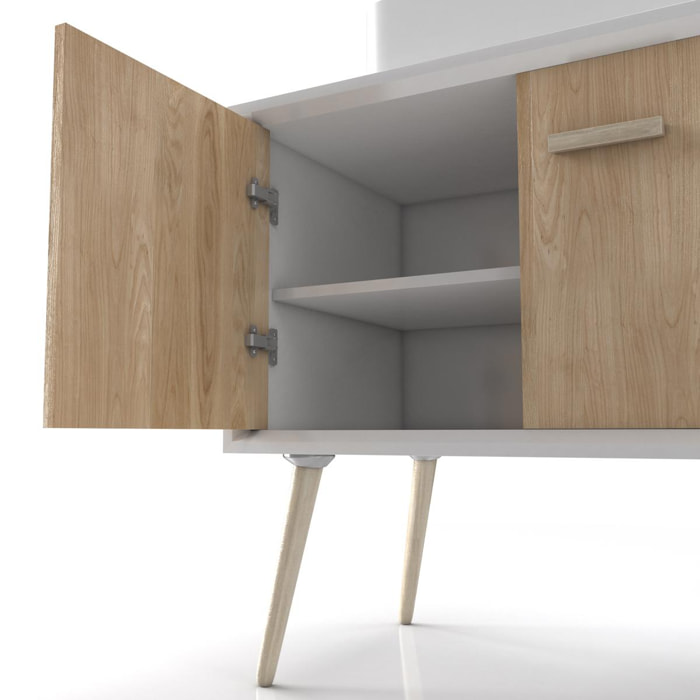 Pack scandinave avec vasque carrée et miroir barbier - Bois