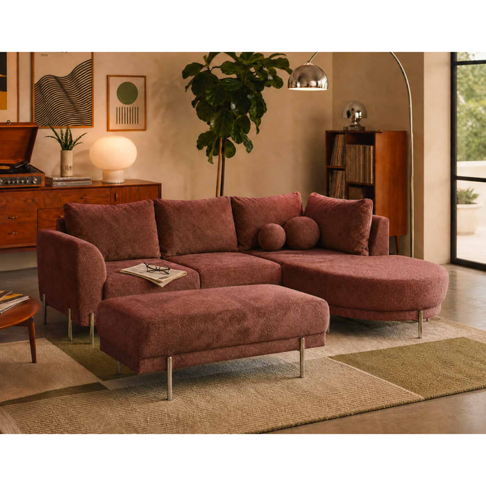 Gabin - pouf en velours texturé - Terracotta
